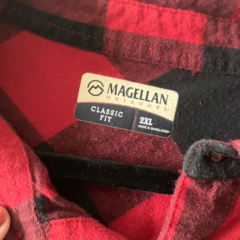 Magellan Outdoors Red Black Buffalo‎ Plaid Flannel Button Down Shirt 2XL - Picture 4 of 6